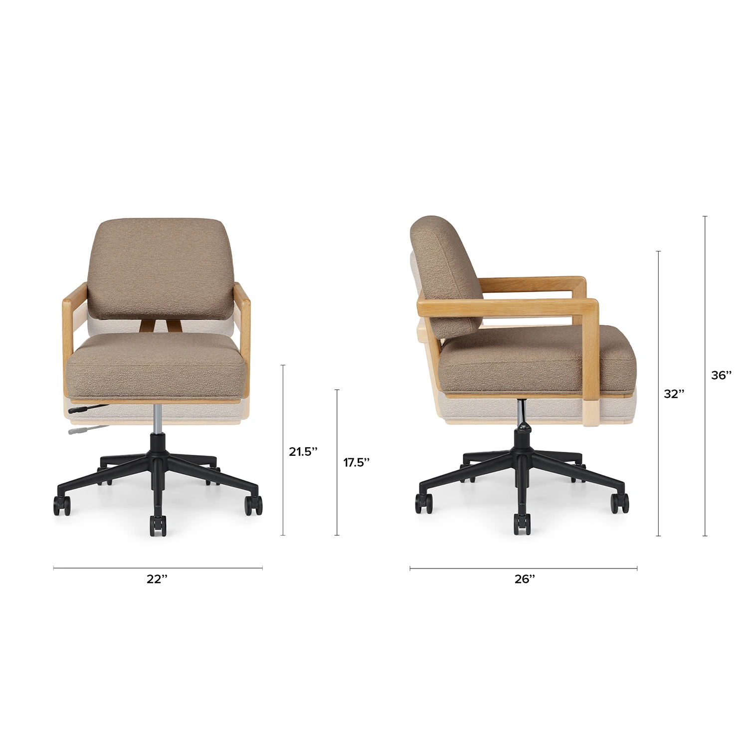 Aquila Office Chair - Sandstone Wool Bouclé - Image 2
