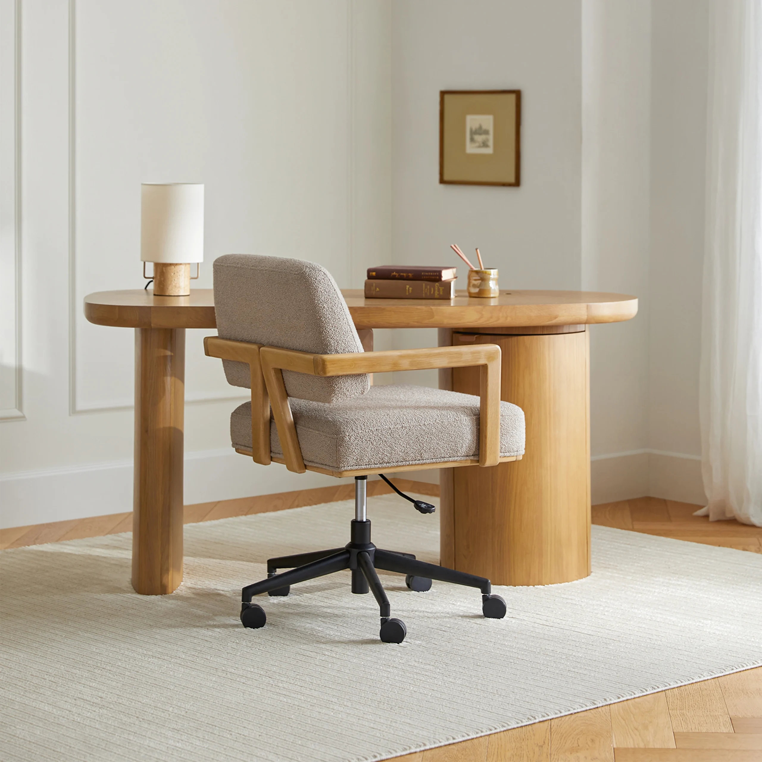 Aquila Office Chair - Sandstone Wool Bouclé