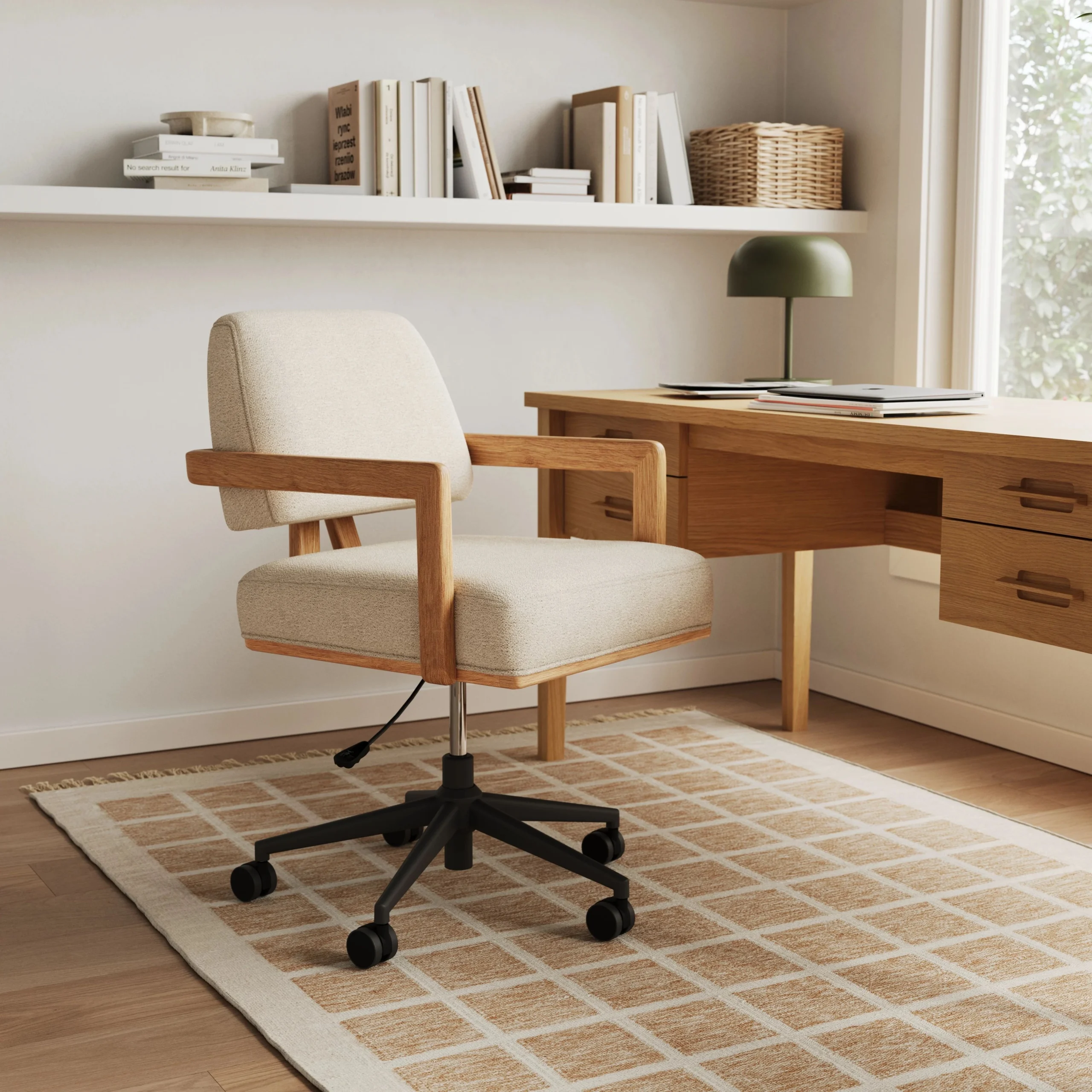 Aquila Office Chair - Ivory Wool Bouclé - Image 6