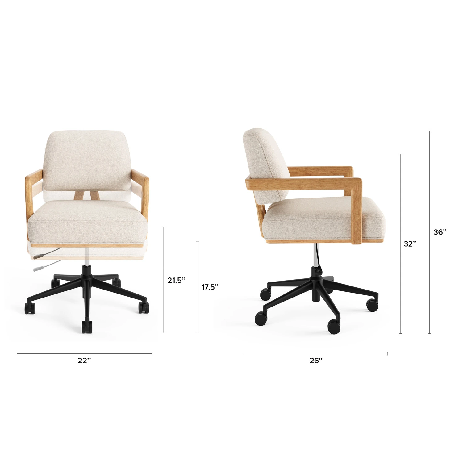 Aquila Office Chair - Ivory Wool Bouclé - Image 2