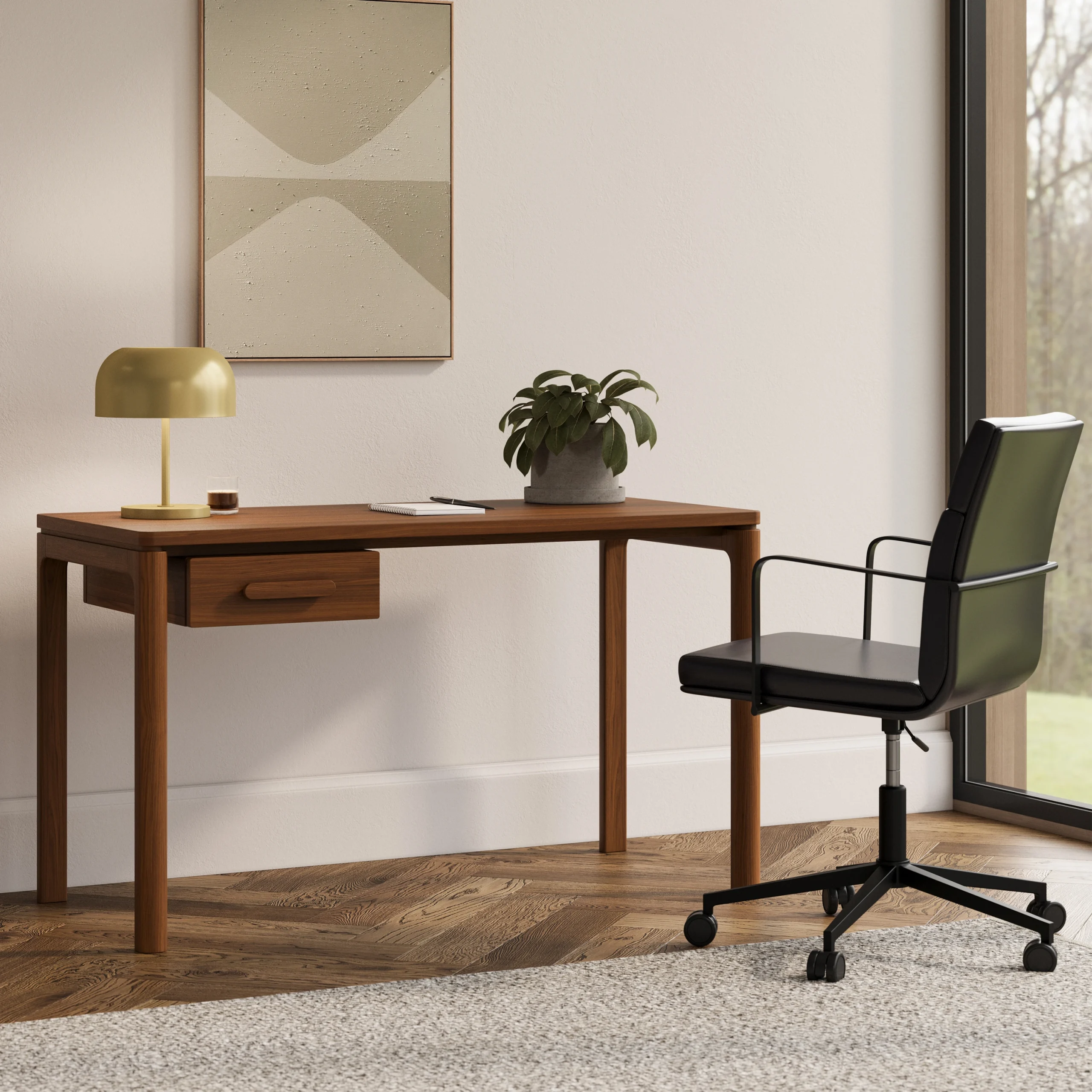 Gerven Leather Office Chair - Oxford Black