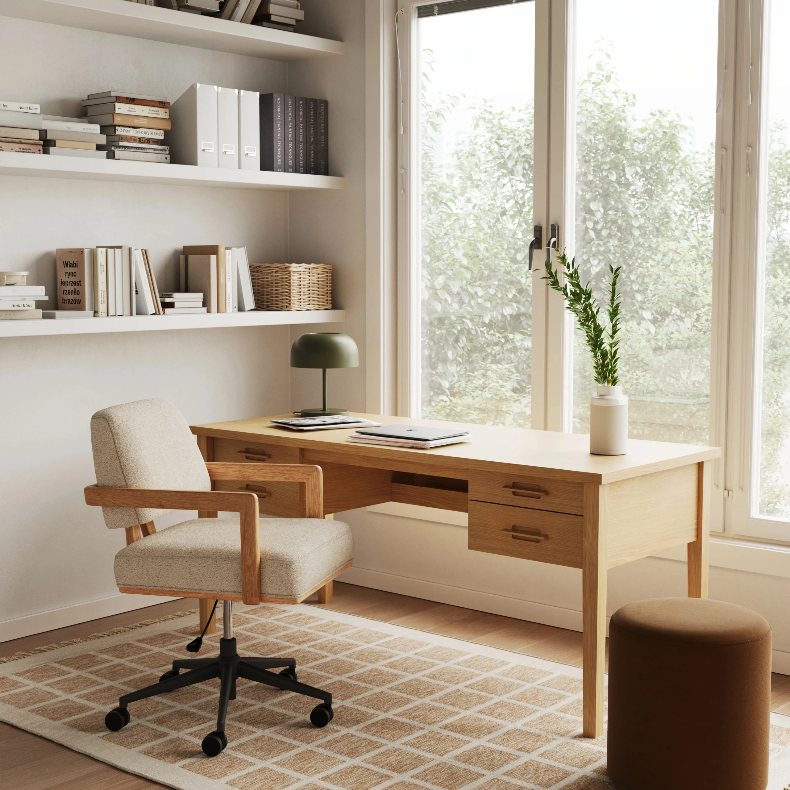 Aquila Office Chair - Ivory Wool Bouclé