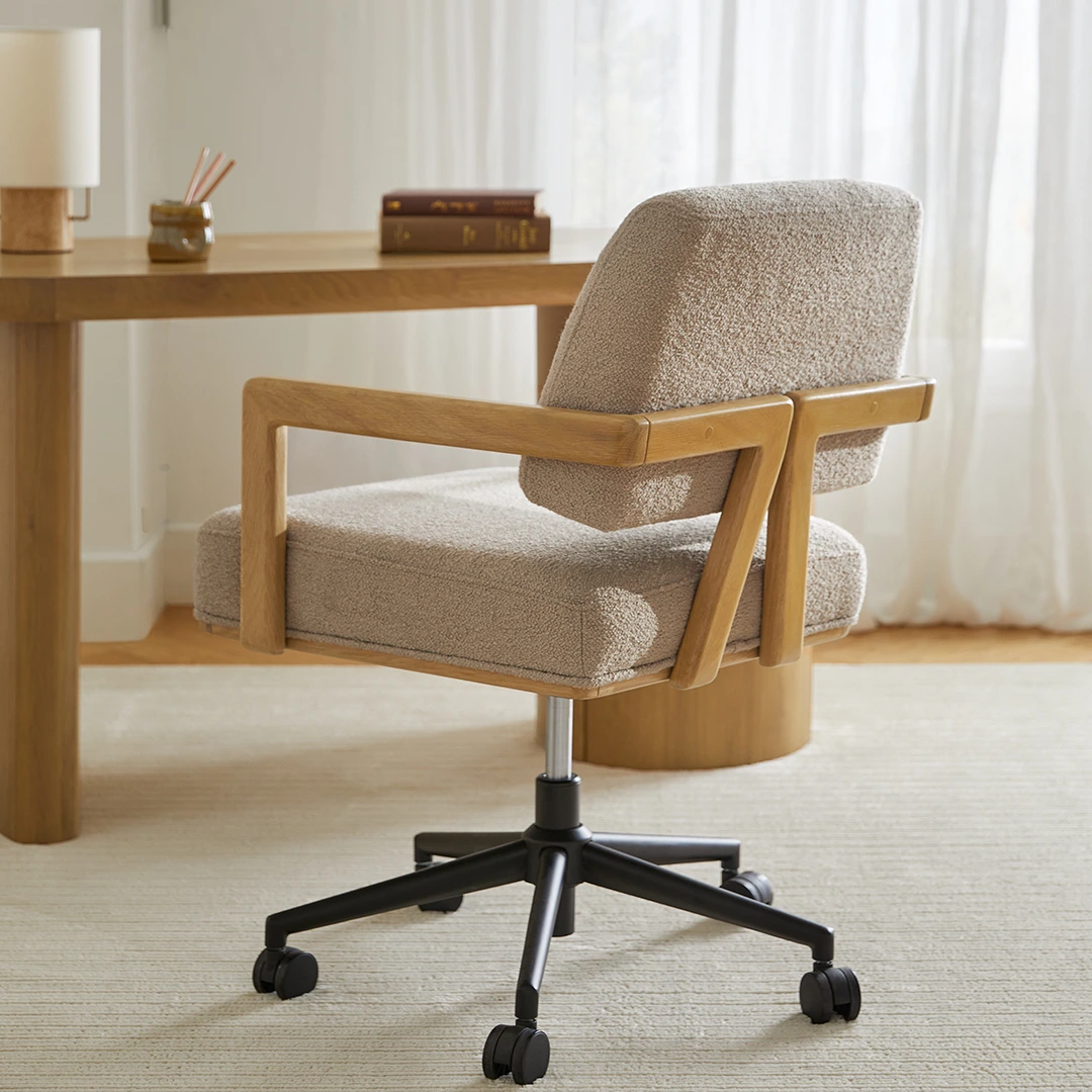 Aquila Office Chair - Sandstone Wool Bouclé - Image 7