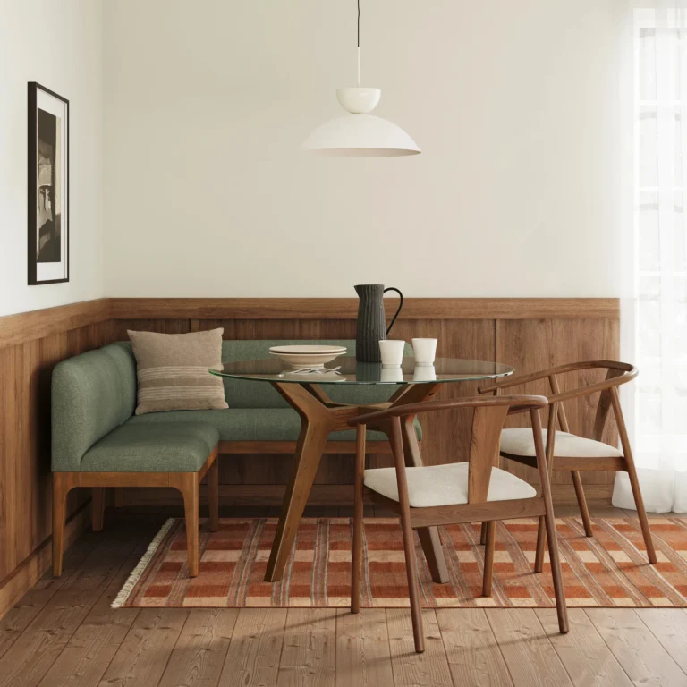 Left Corner Banquette - Smoked Oak and Welsh Green