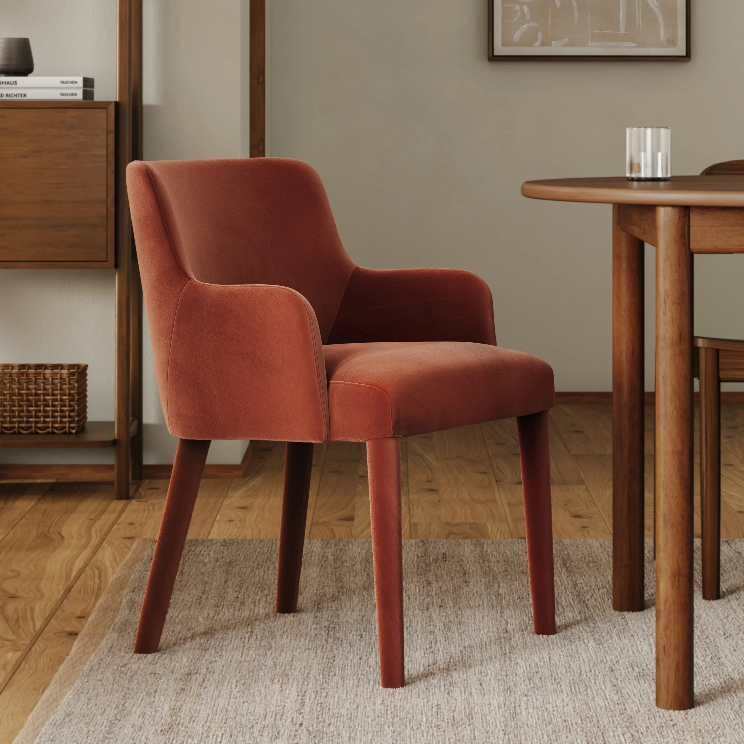 Harris Velvet Dining Armchair - Hale Rust - Image 2