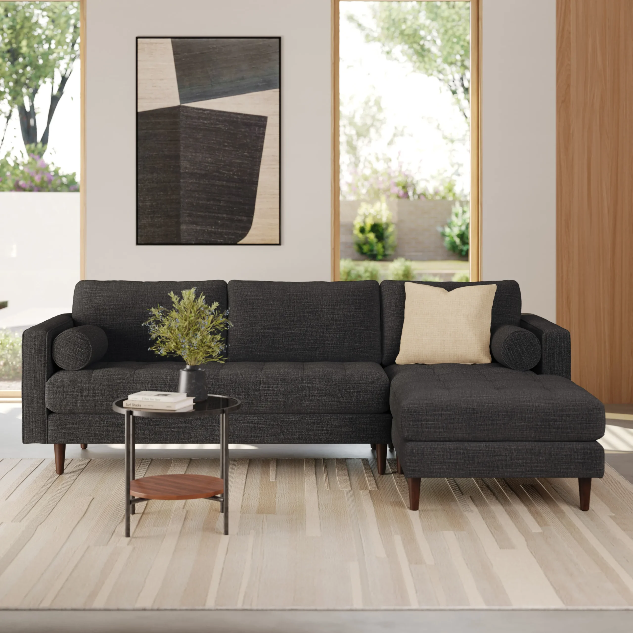Sven 100_ Tufted Right Sectional - Napa Charcoal