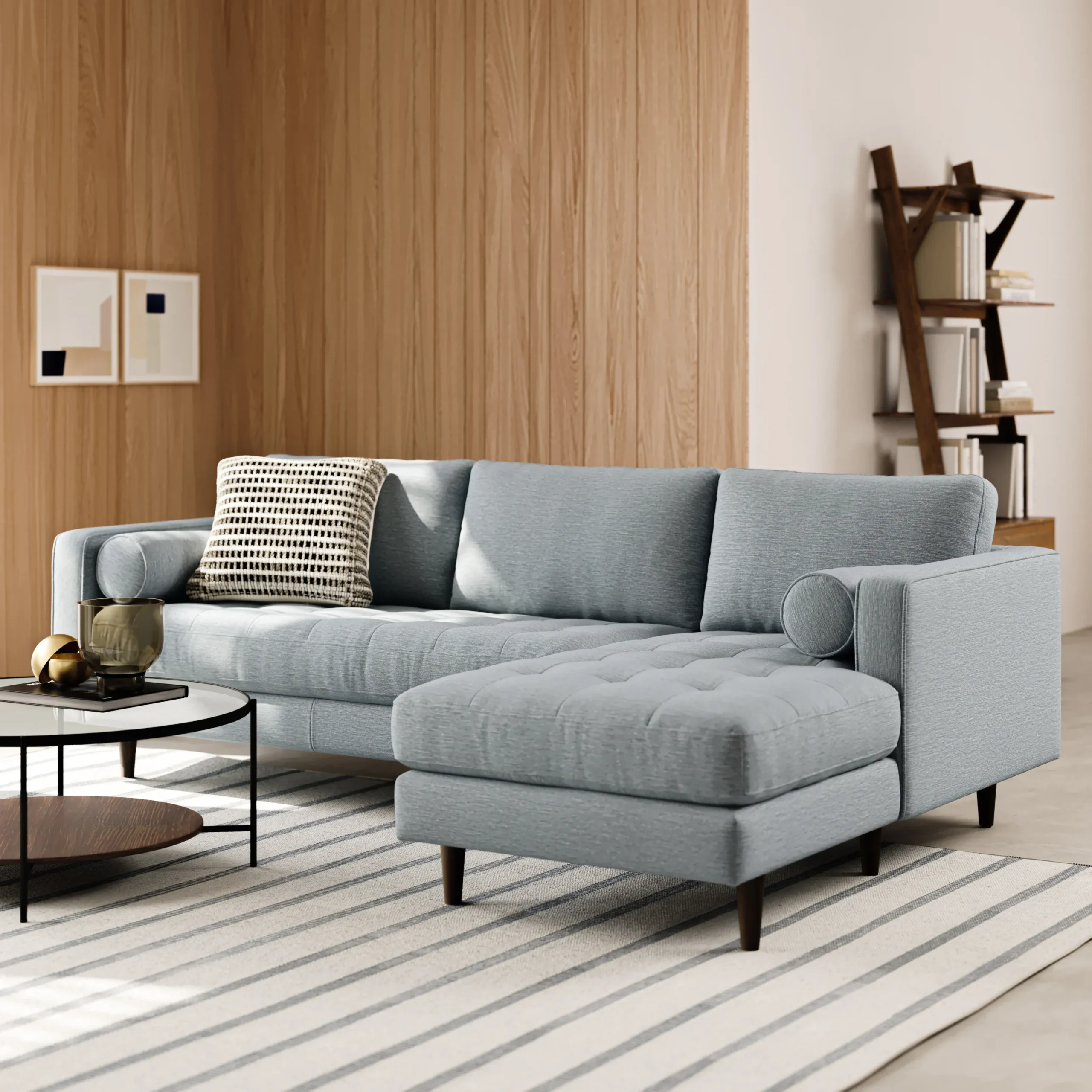 Sven 100_ Tufted Right Sectional - Silver Light Blue