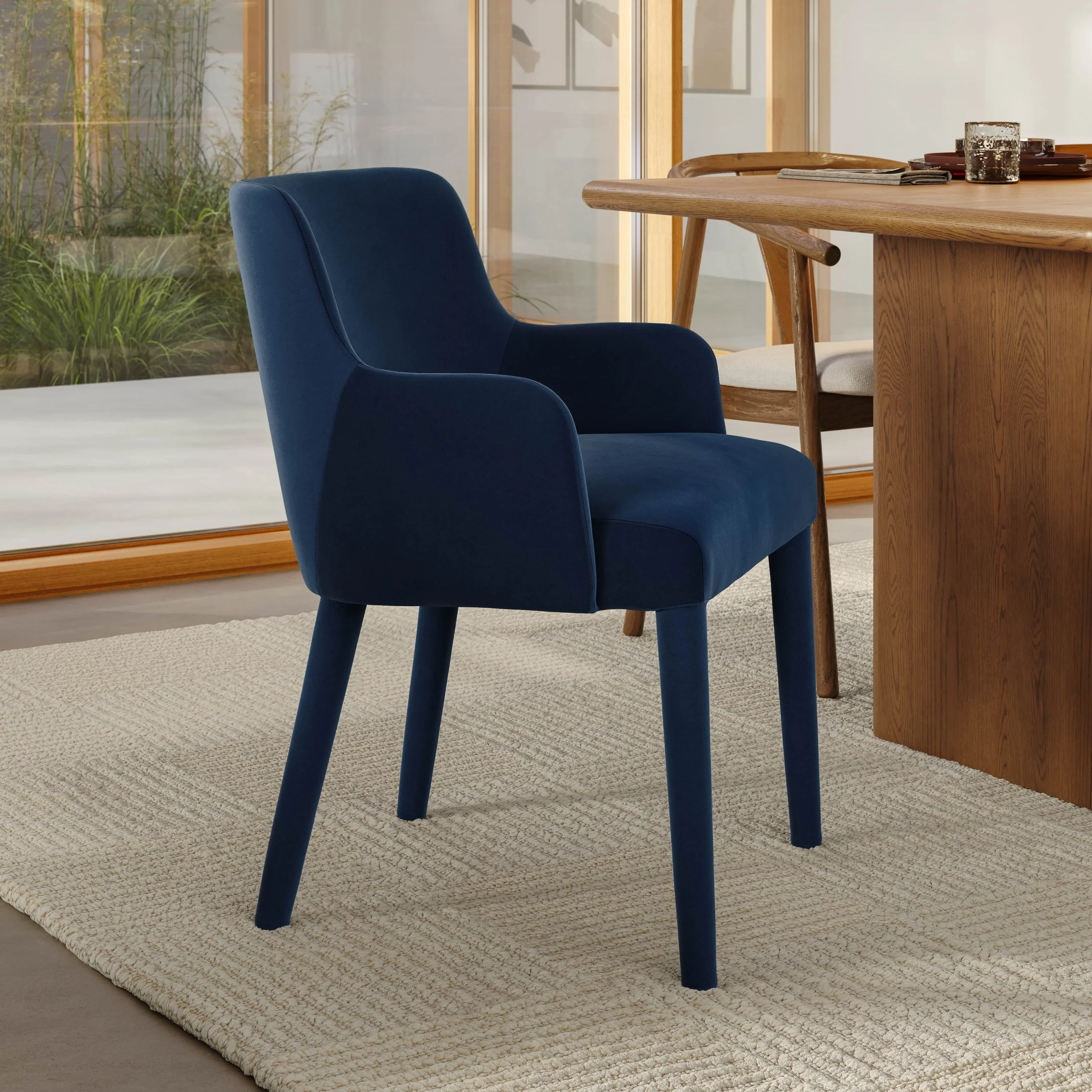 Harris Velvet Dining Armchair - Hale Navy - Image 2