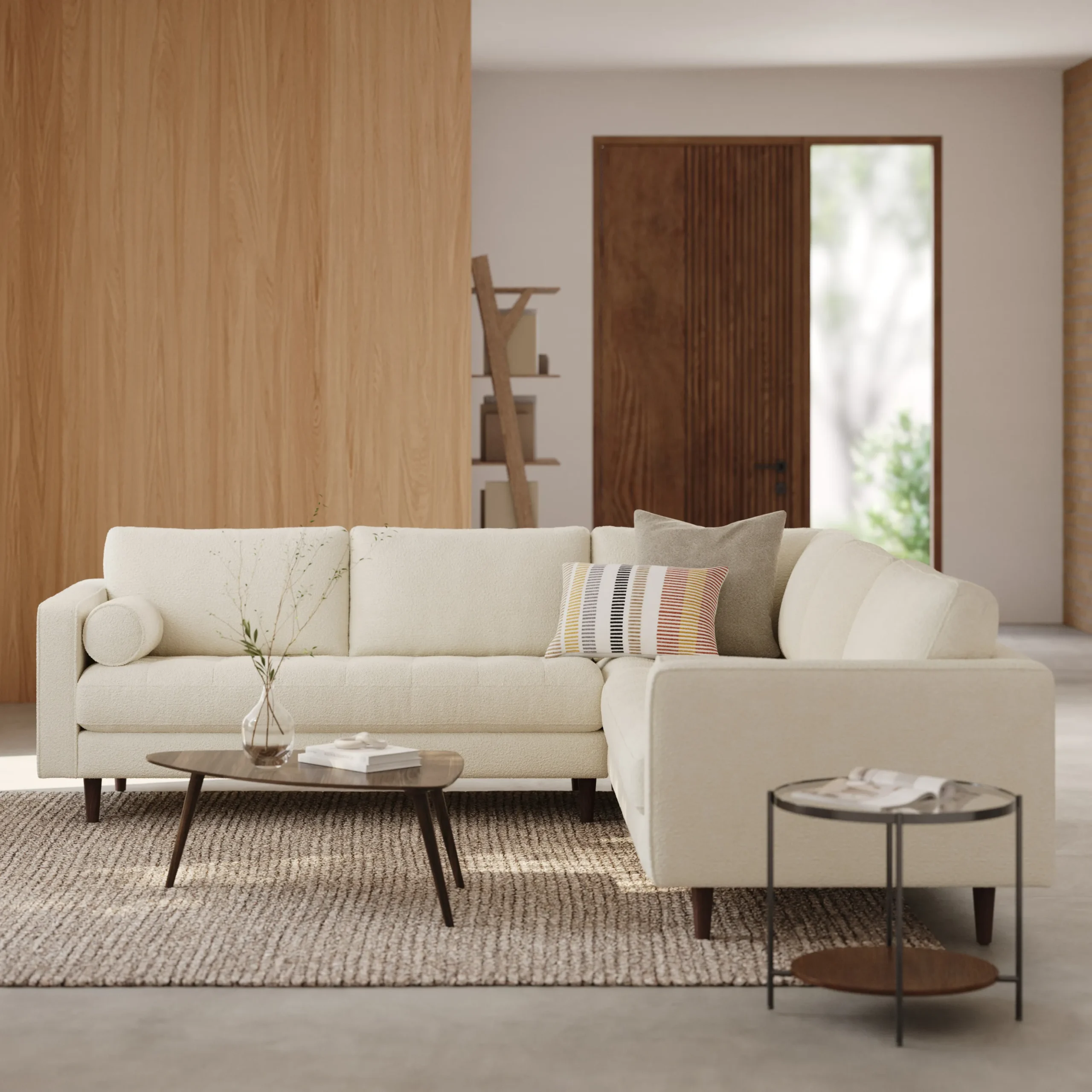 Sven 107_ Corner Sectional - Ivory Wool Bouclé