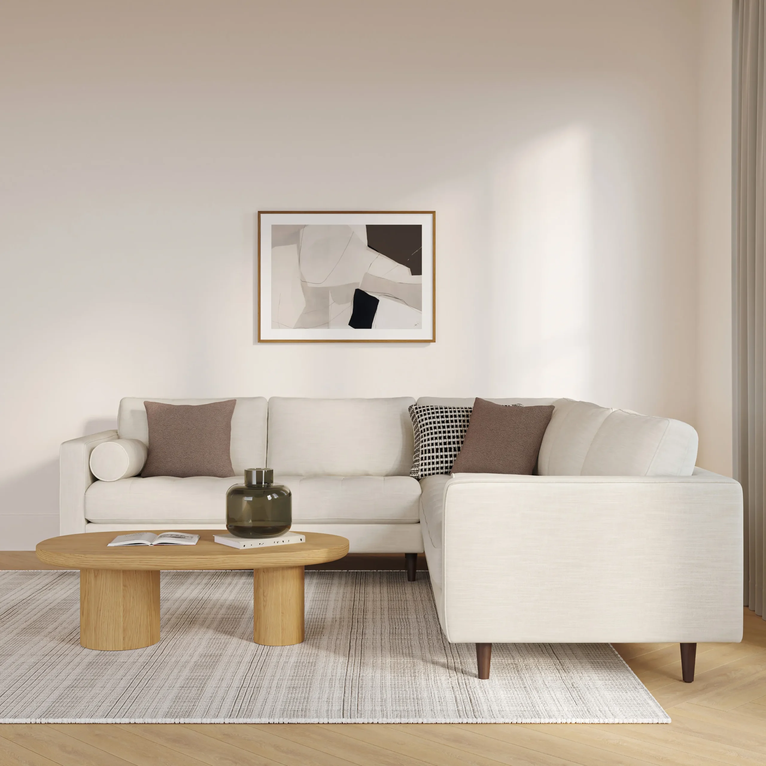 Sven 107_ Tufted Corner Sectional - Biscuit Cream