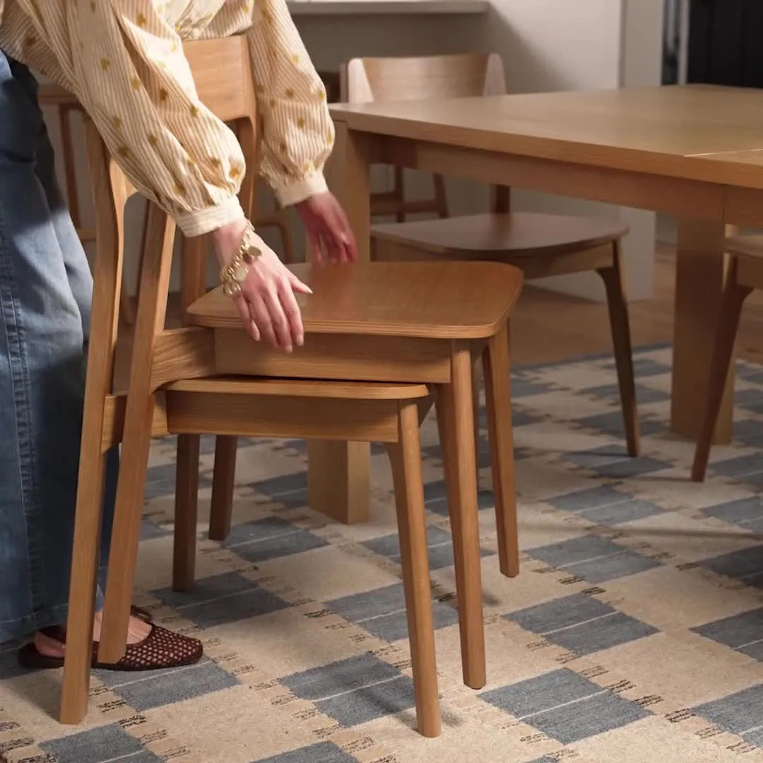 Gusfa Stackable Dining Chair - Oak - Image 2