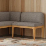 Armless Banquette - Natural Oak and Hestia Gray