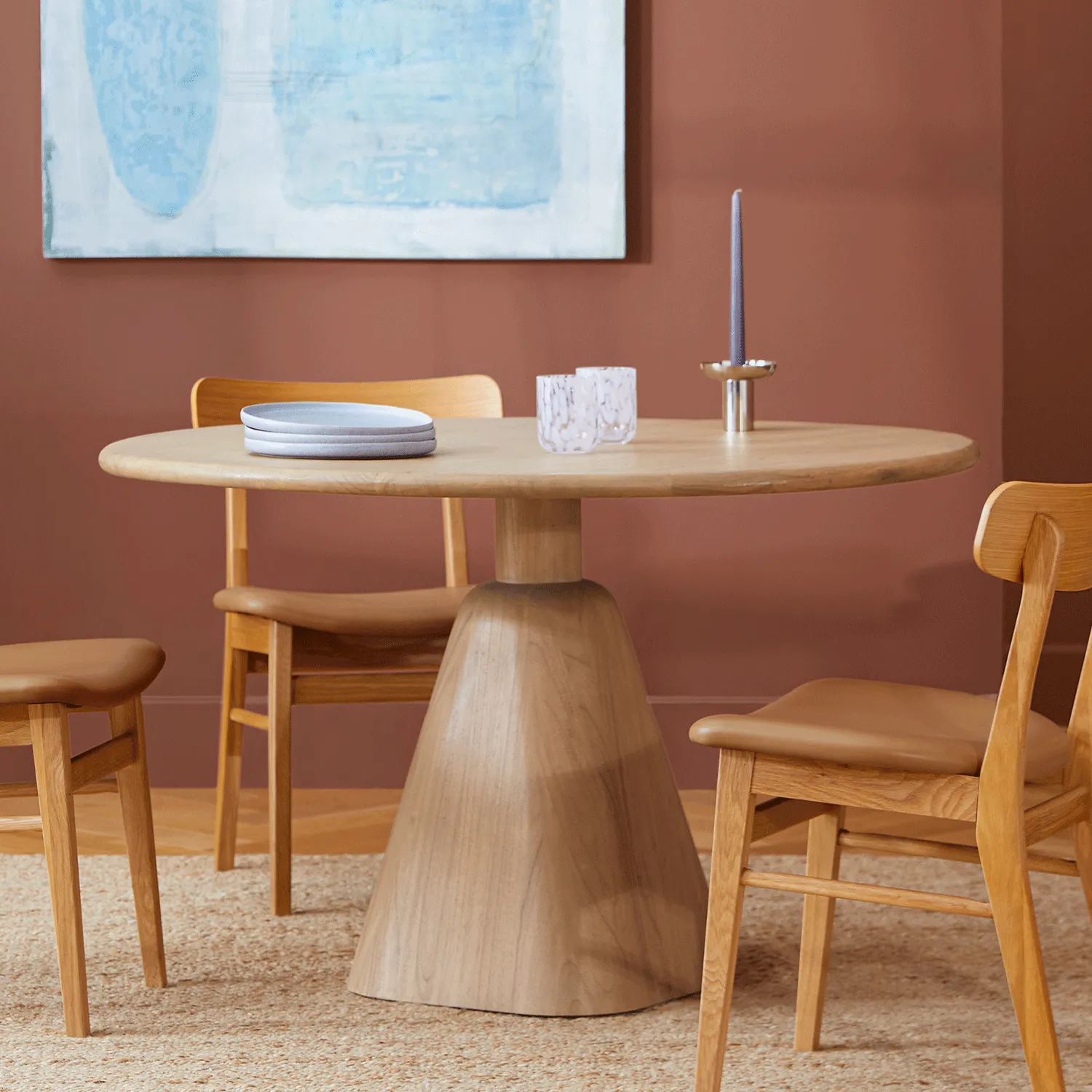 Kurasi 48_ Solid Wood Round Dining Table - Natural - Image 2