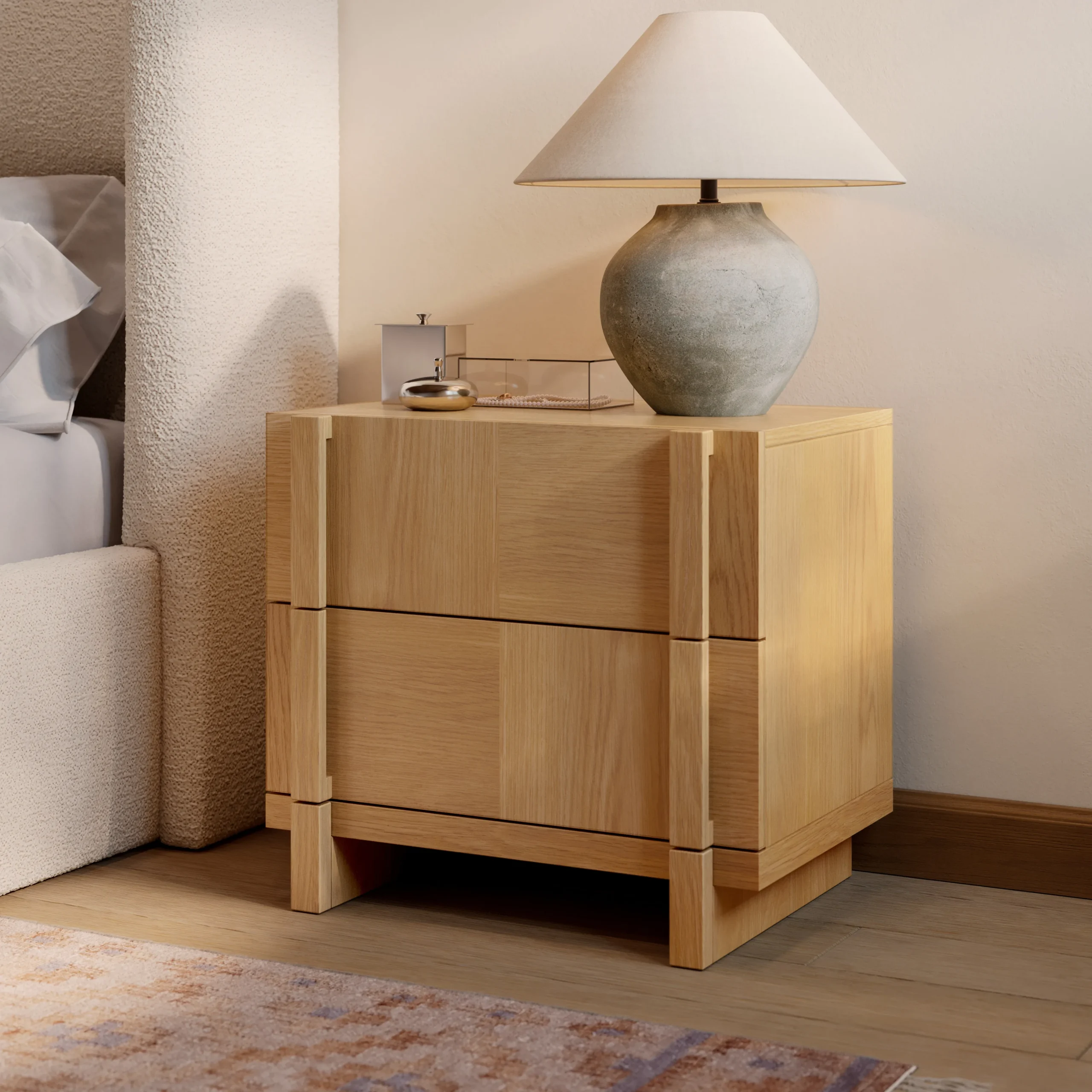 Ayra 2-Drawer Nightstand - Natural Oak - Image 2