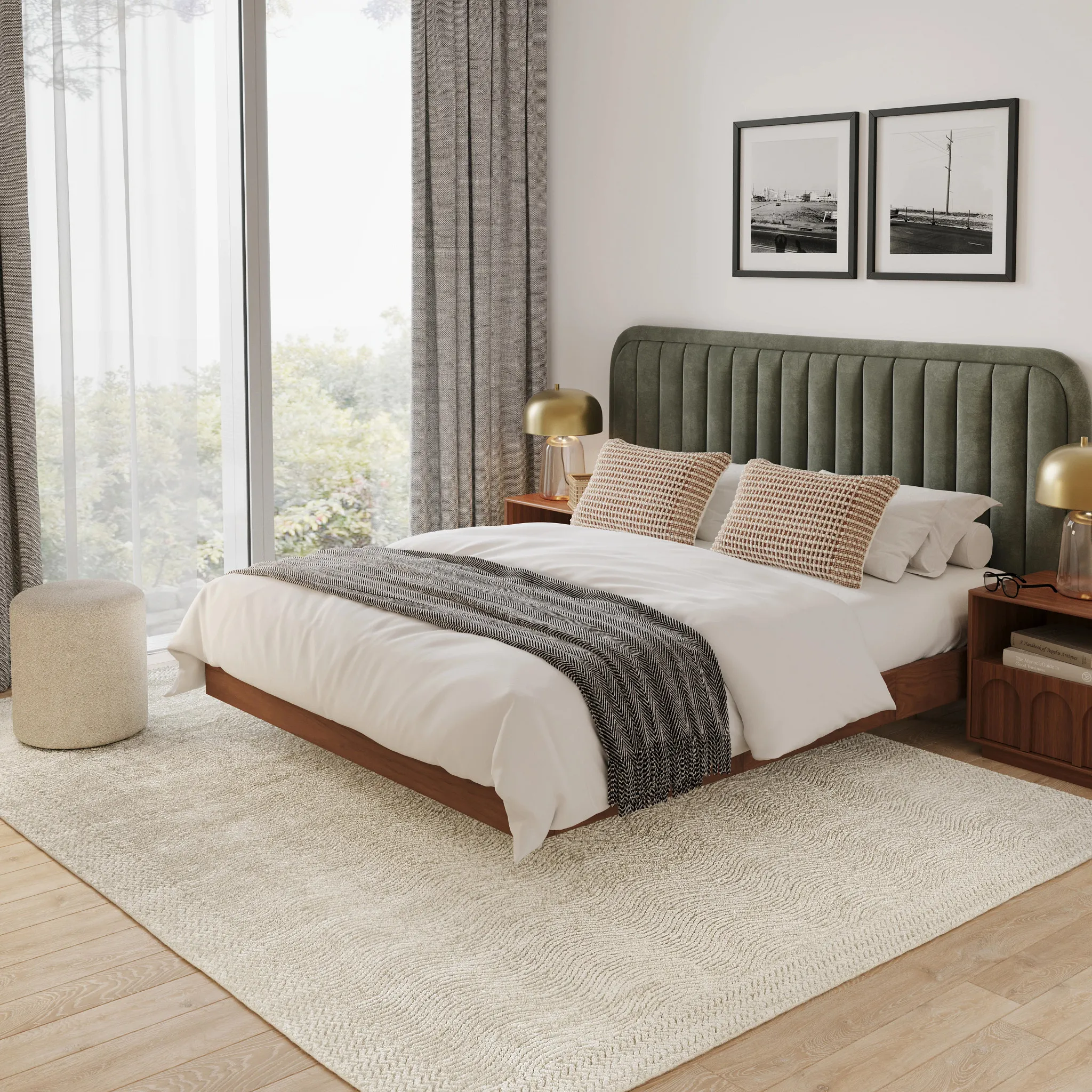 Rolph King Velvet Headboard - Plush Pacific Green - Image 2