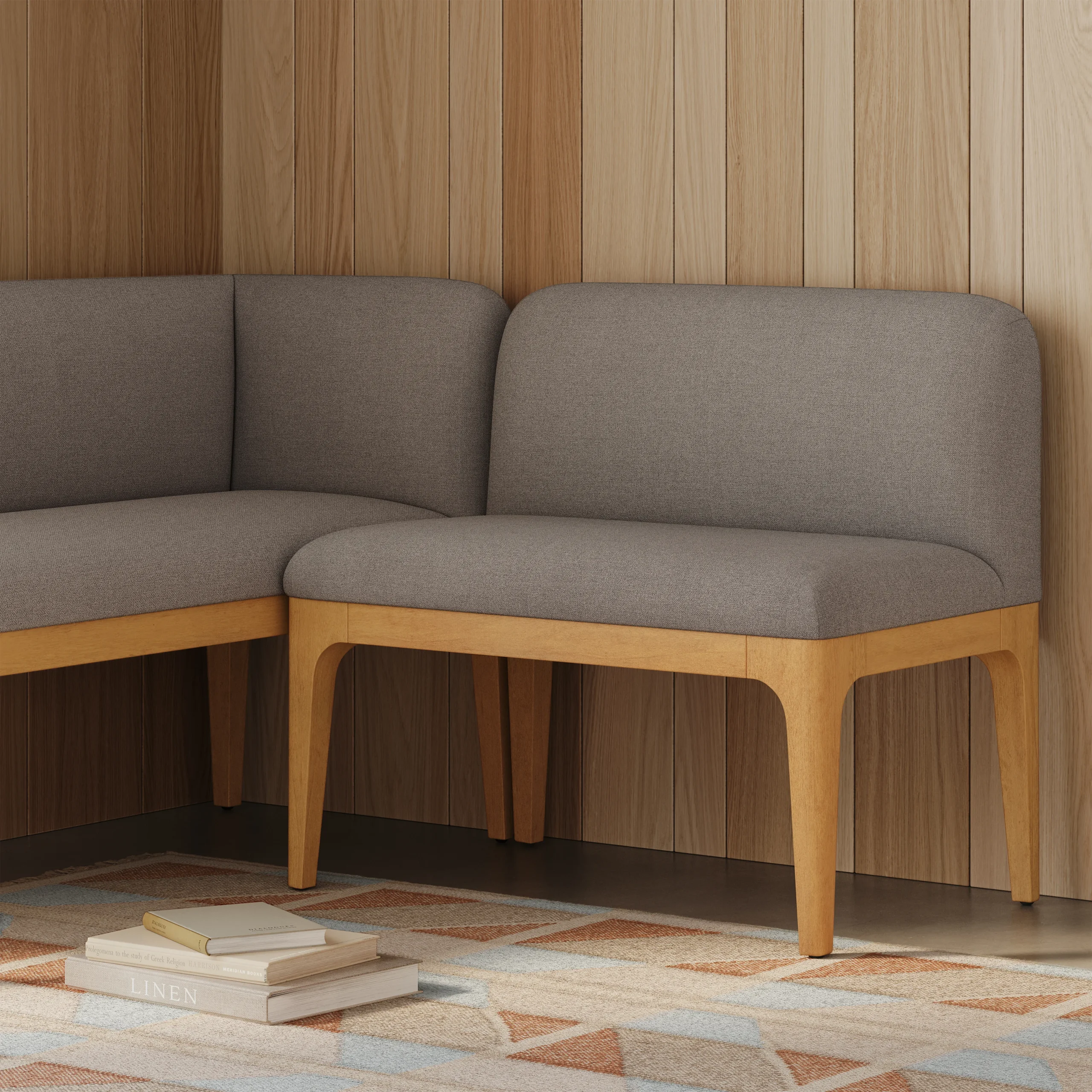 Rosin 34_ Armless Banquette - Natural Oak and Hestia Gray - Image 2