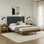 Noel Queen Headboard - Green Wool Bouclé