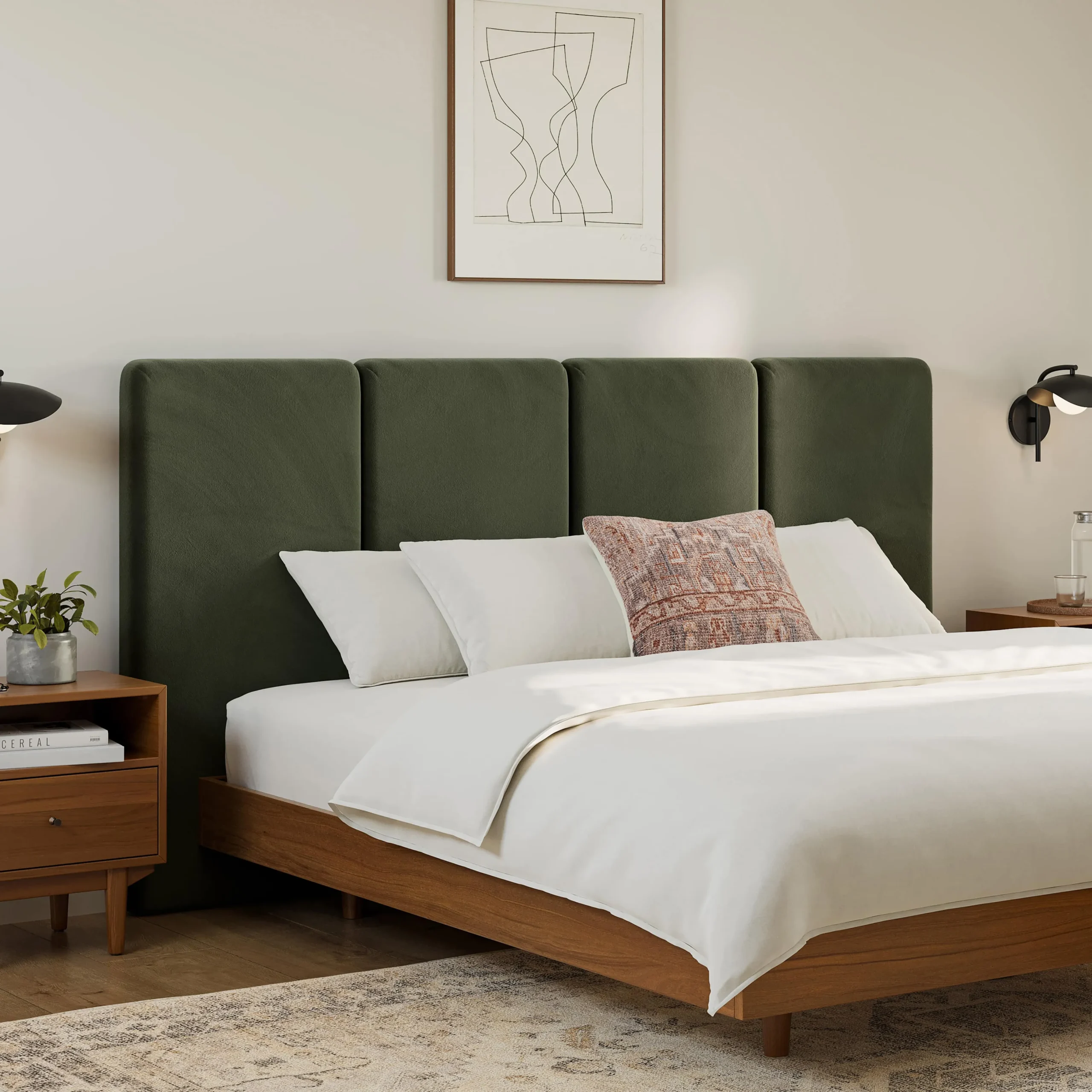 Noel King Velvet Headboard - Hale Fir Green - Image 2