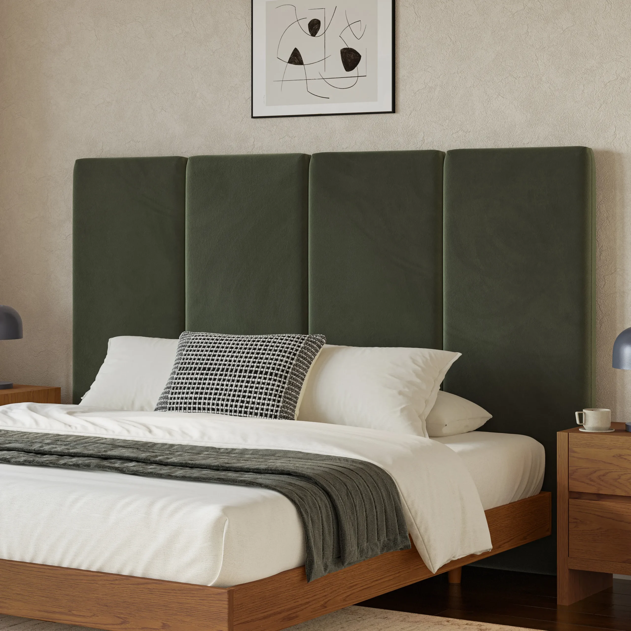 Noel King Tall Velvet Headboard - Hale Fir Green