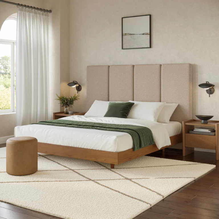 Noel King Tall Headboard - Sandstone Wool Bouclé