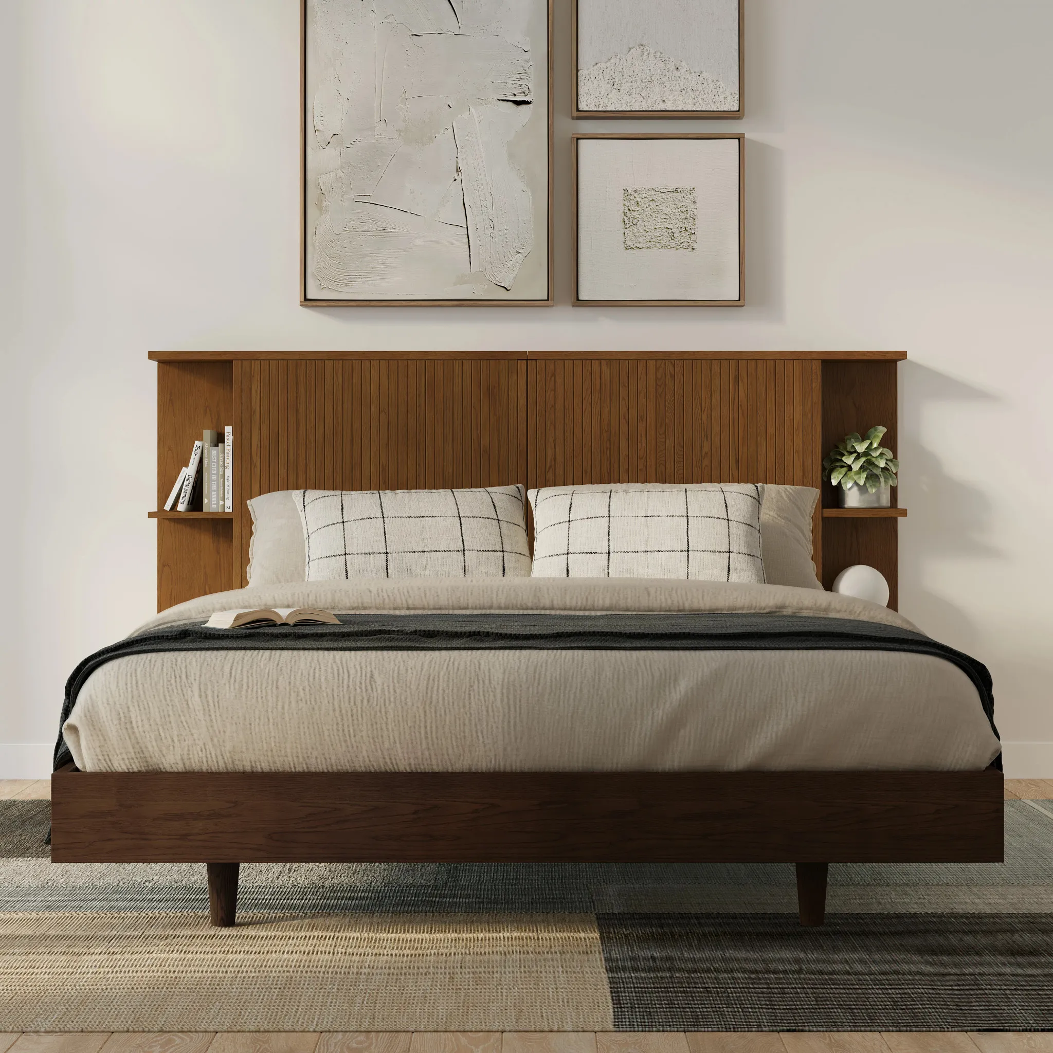 Kouva King Storage Headboard - Natural Oak - Image 2