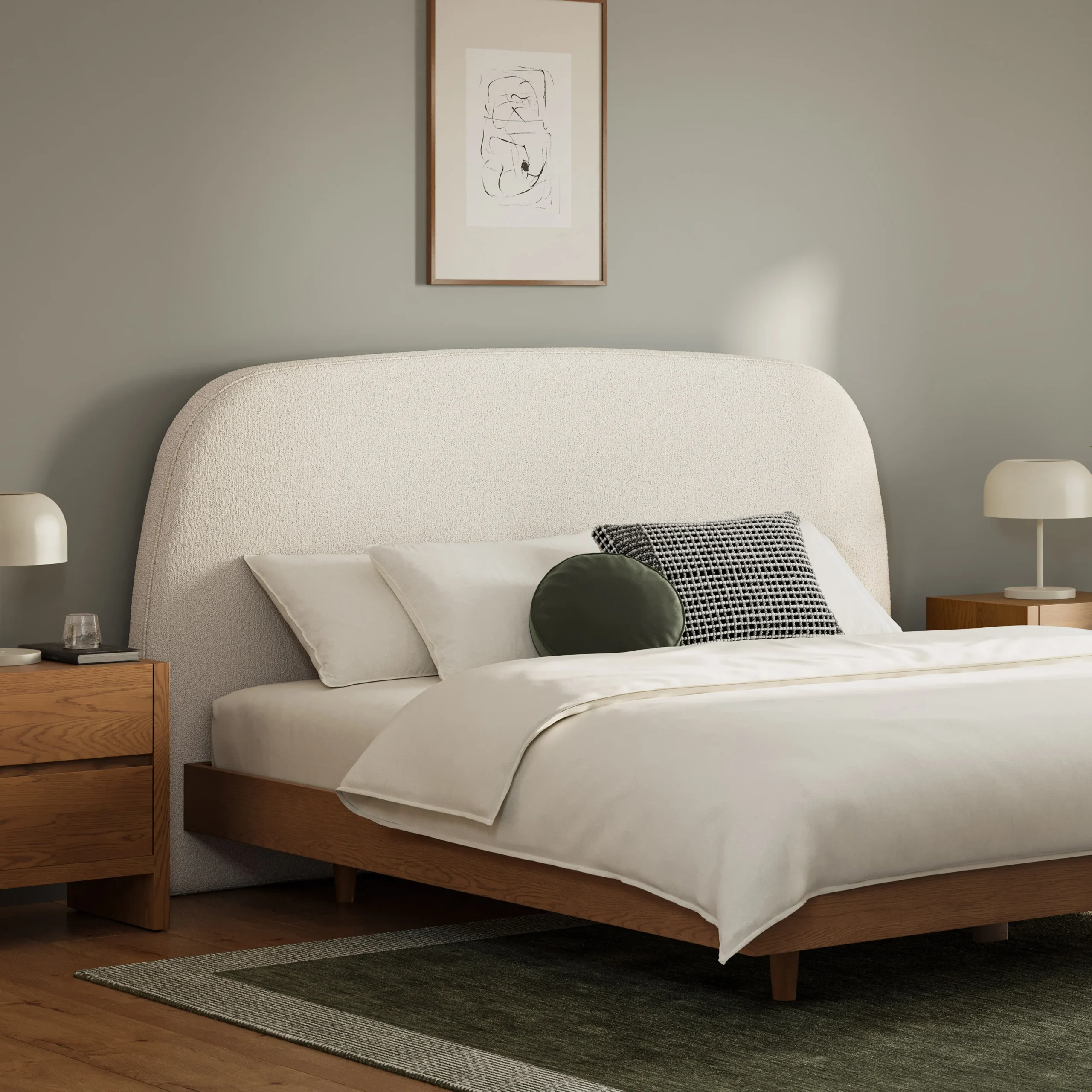 Kaleo King Headboard - Ivory Wool Bouclé - Image 2