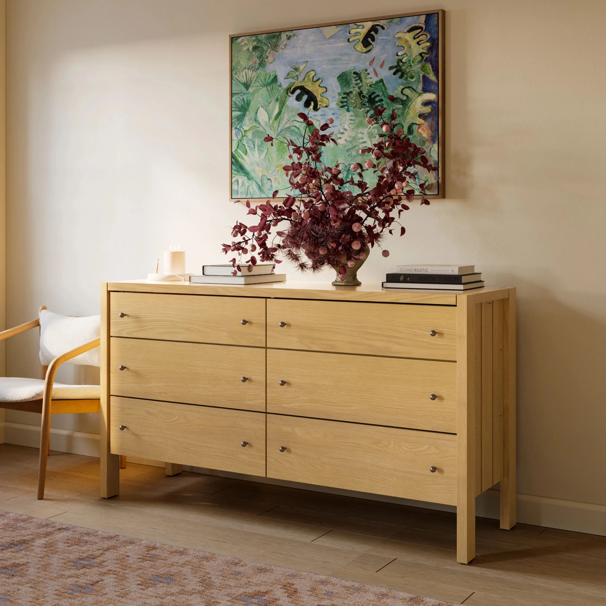 Cassie 6-Drawer Double Dresser - Natural Oak - Image 2
