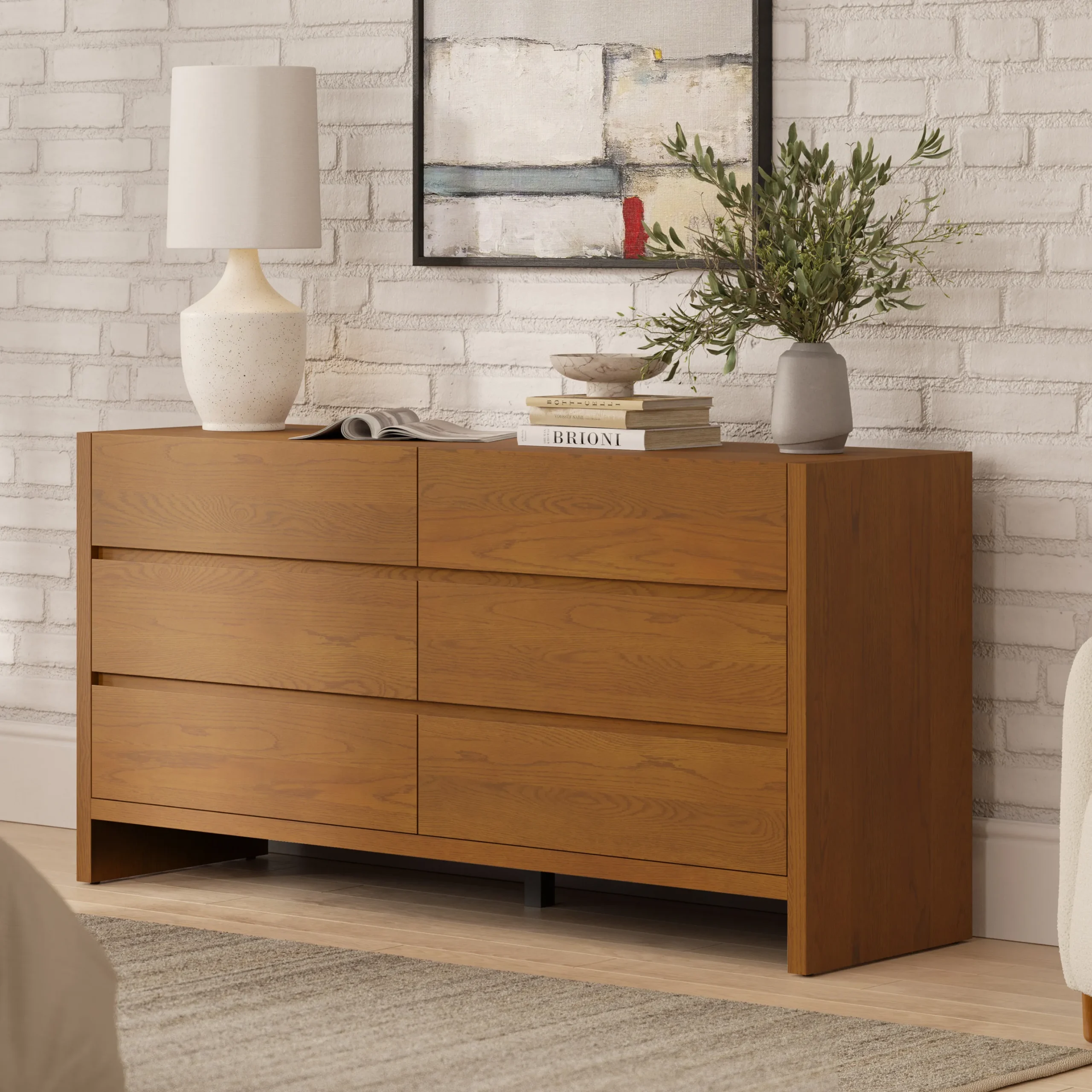 Leif 6-Drawer Double Dresser - Smoked Oak