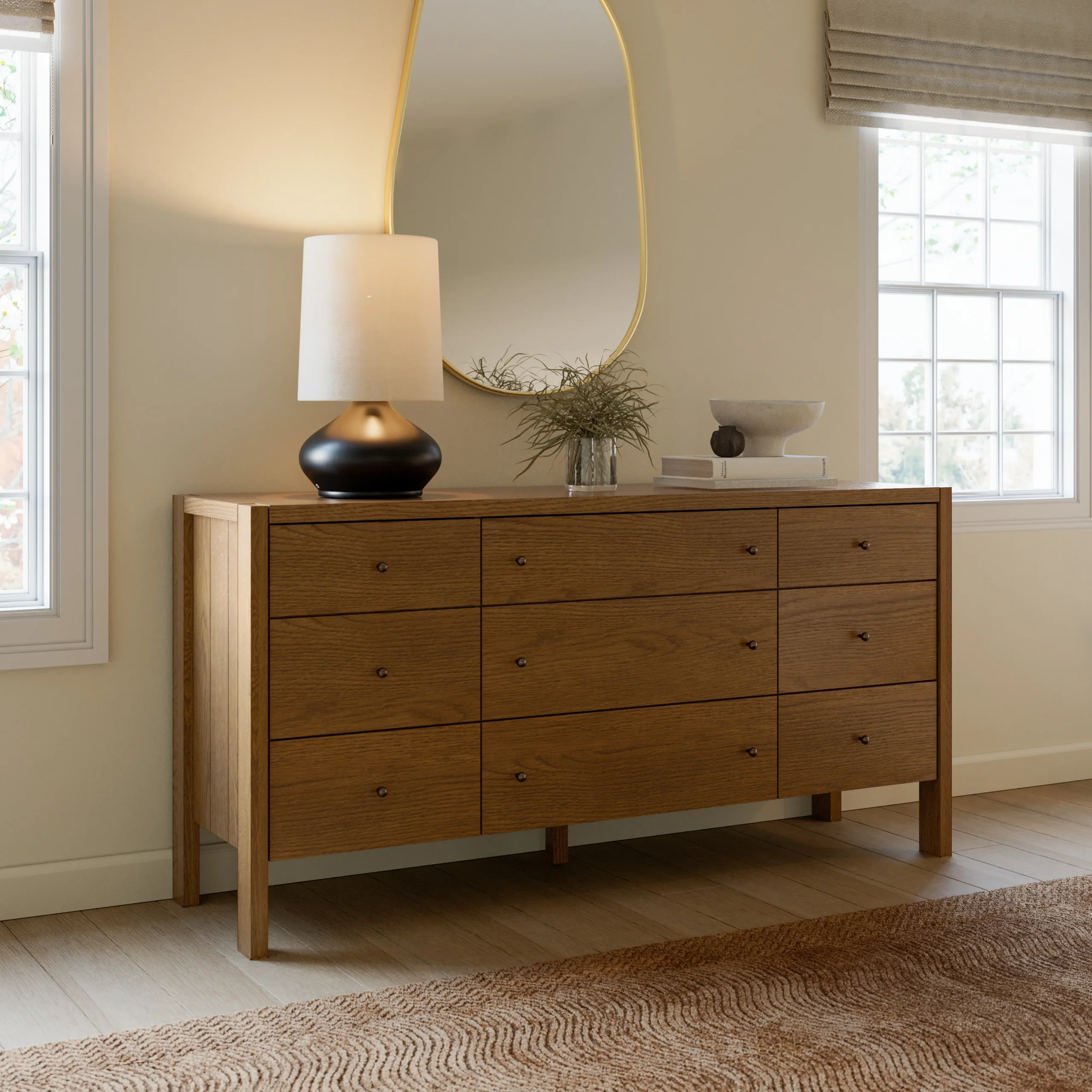 Cassie 9-Drawer Triple Dresser - Smoked Oak - Image 2