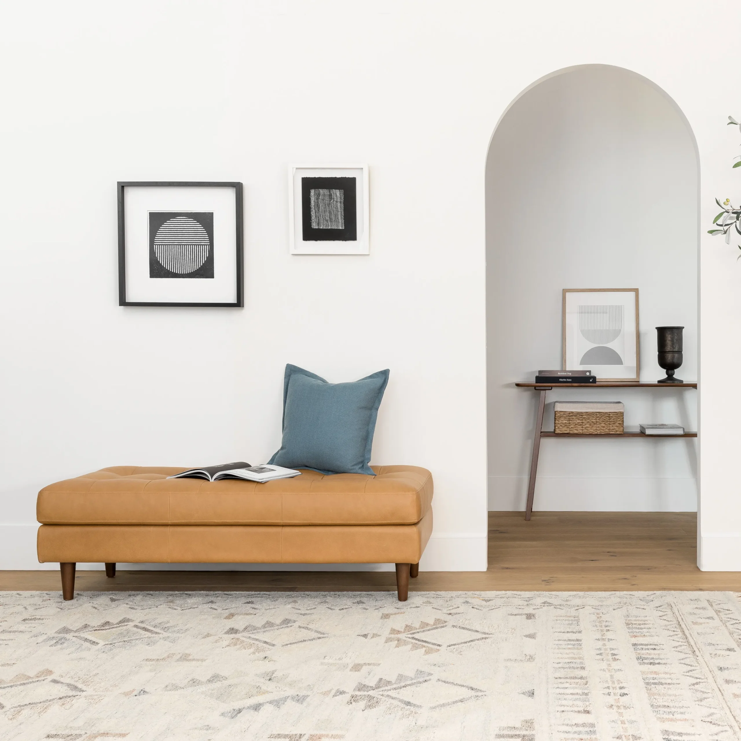 Sven 56_ Tufted Leather Bench - Charme Tan