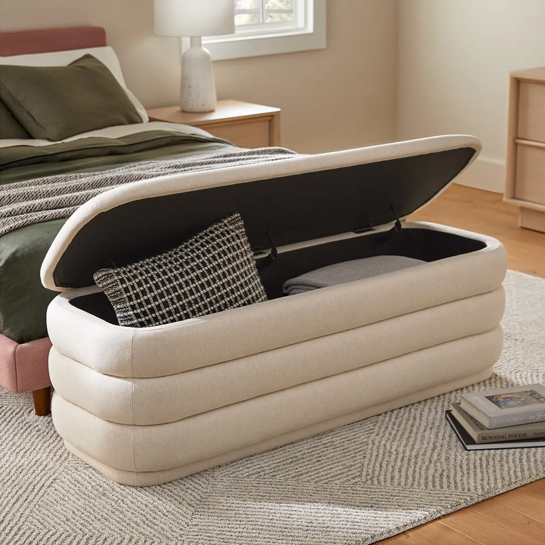 Rolph 55.5_ Storage Bench - Sand Ivory - Image 2