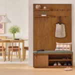 Kouva 47_ Bench and Wall Panel Storage Set - Smoked Oak and Algonquin Green
