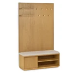 Kouva 47_ Bench and Wall Panel Storage Set - Natural Oak and Santolina Gray