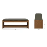 Cassie 56_ Leather Bench - Smoked Oak and Charme Green