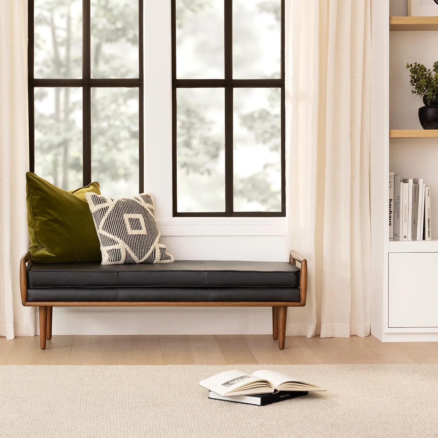 Ansa 54_ Leather Bench - Charme Black - Image 2