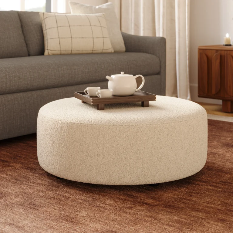 Avery 36_ Ottoman - Ivory Wool Bouclé