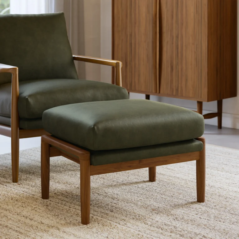 Bavel 25_ Leather Ottoman - Charme Green