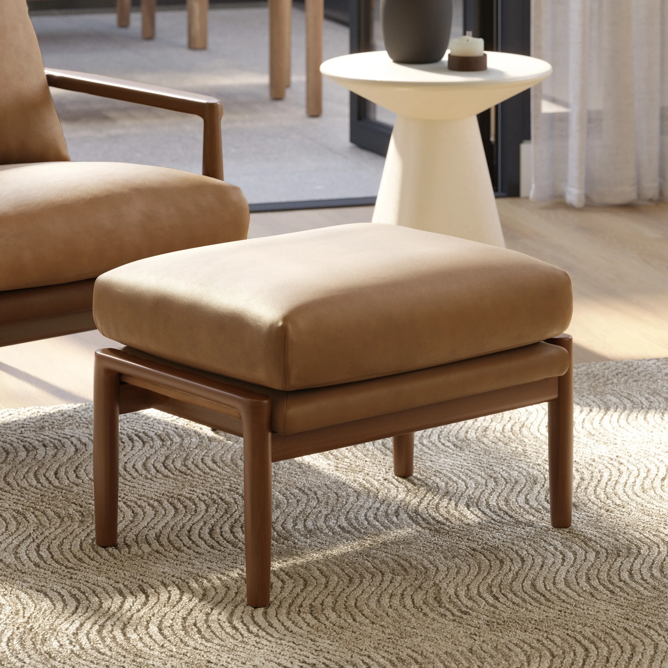 Bavel 25_ Leather Ottoman - Charme Tan