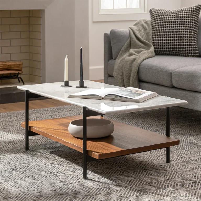 Agotu 44_ Marble Coffee Table - Walnut