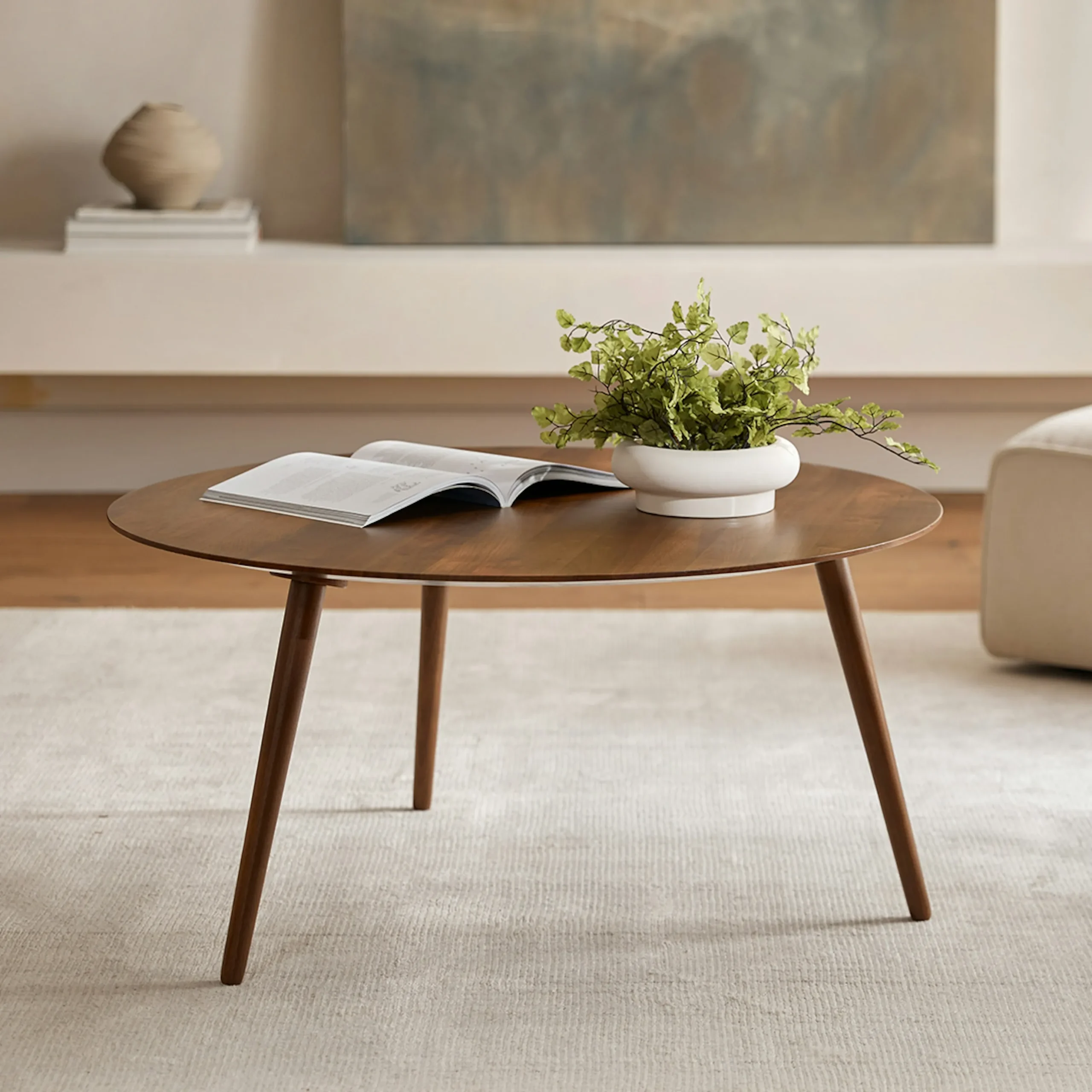 Amoeba 35.5_ Round Coffee Table - Walnut