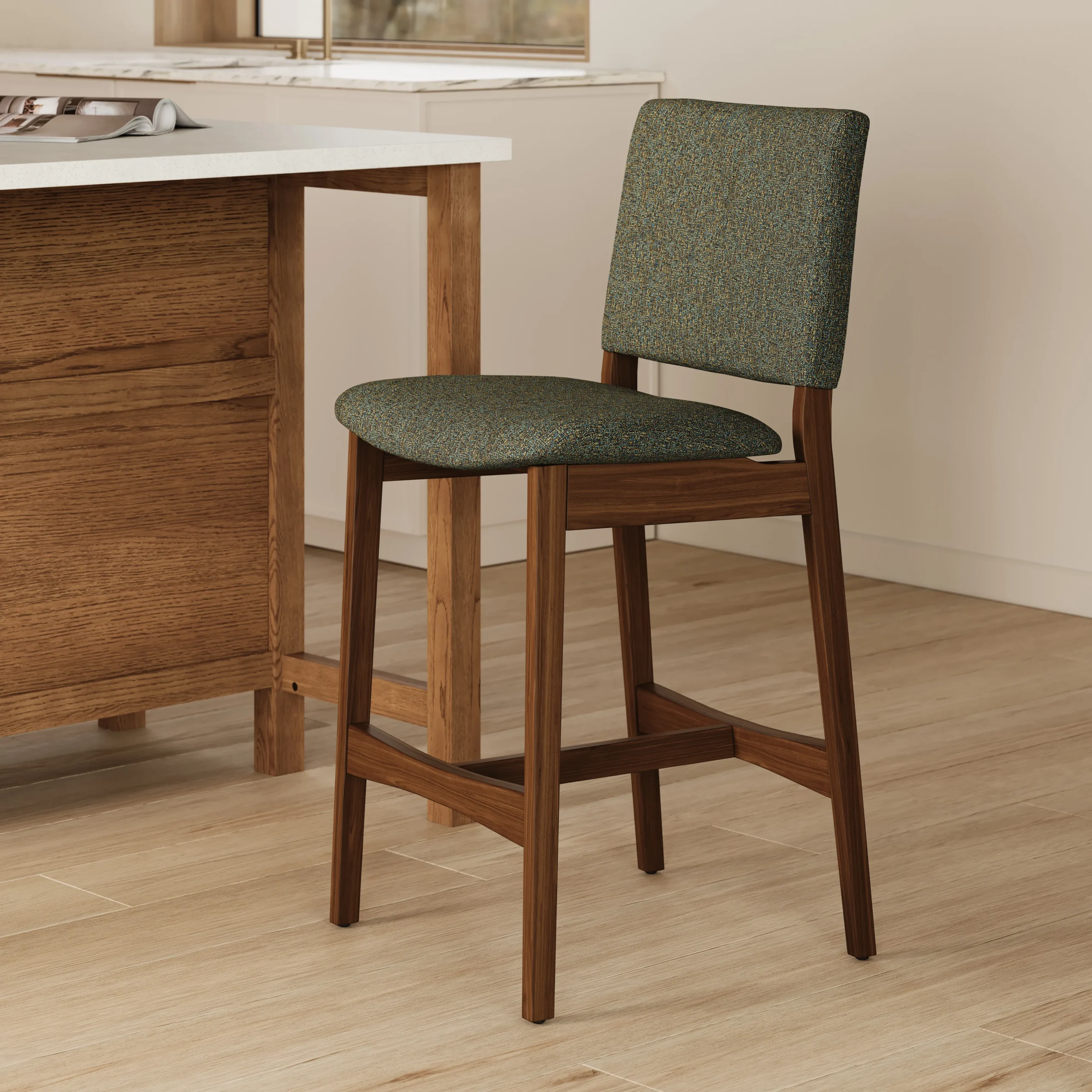 Nosh Counter Stool - Walnut and Hemlock Green - Image 2