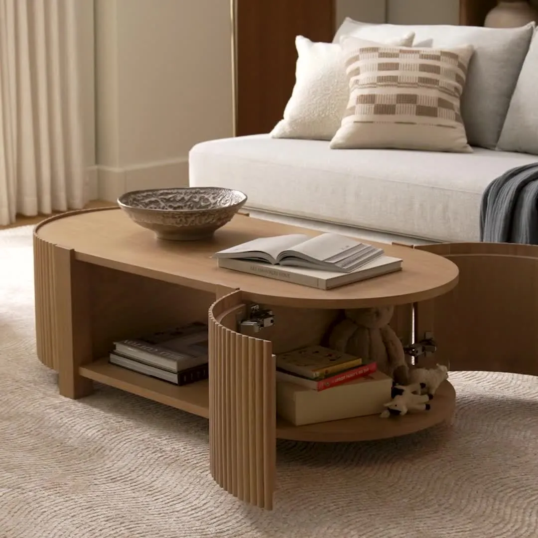 Fortra 50.5_ Storage Coffee Table - White Oak