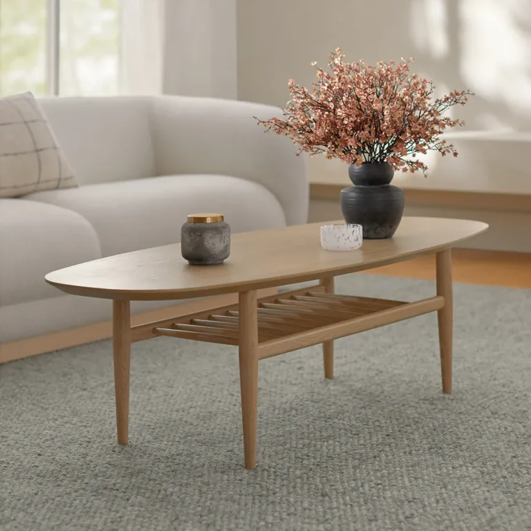 Lenia 53.5_ Oval Coffee Table - White Oak