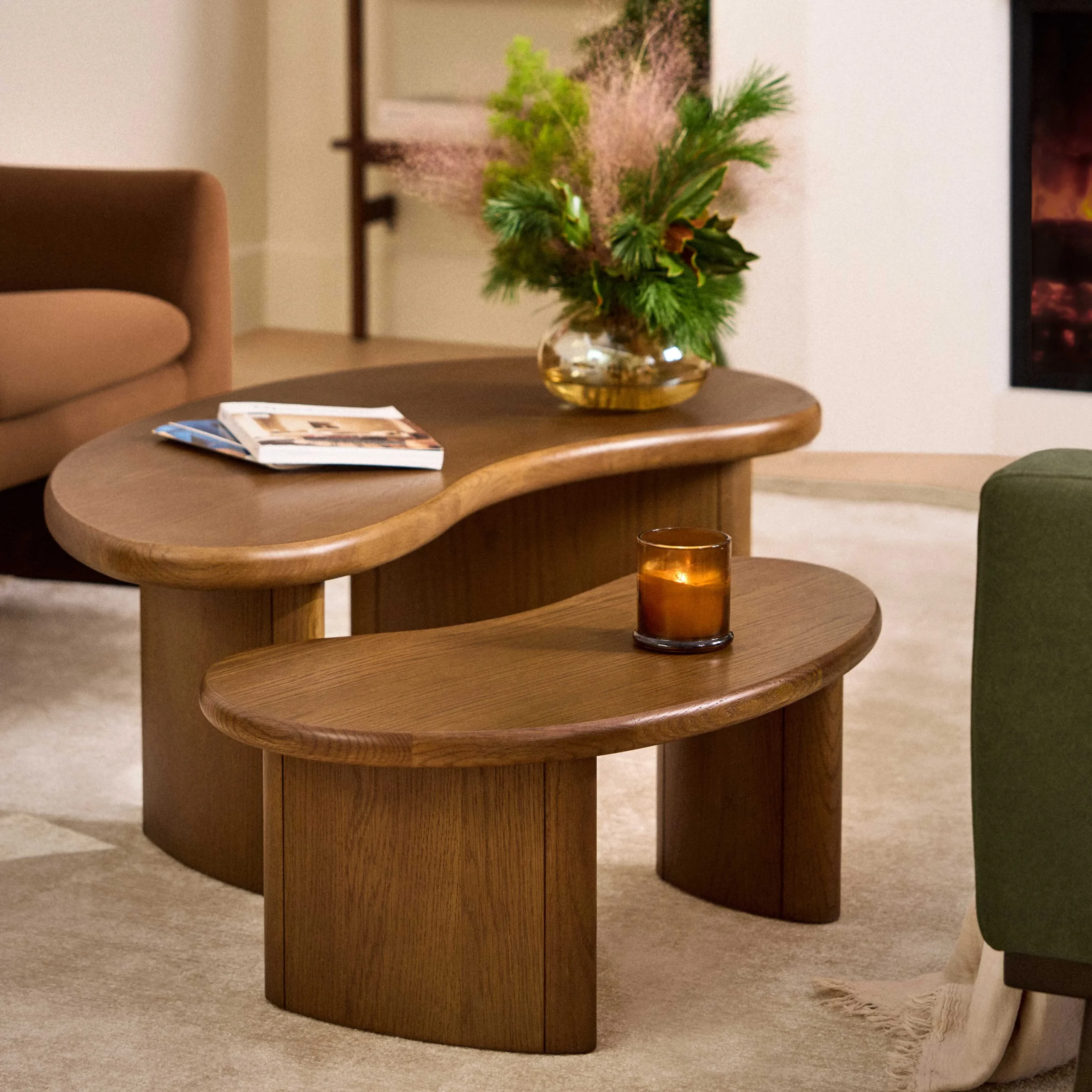 Neah 49_ Nesting Coffee Table Set - Smoked Oak