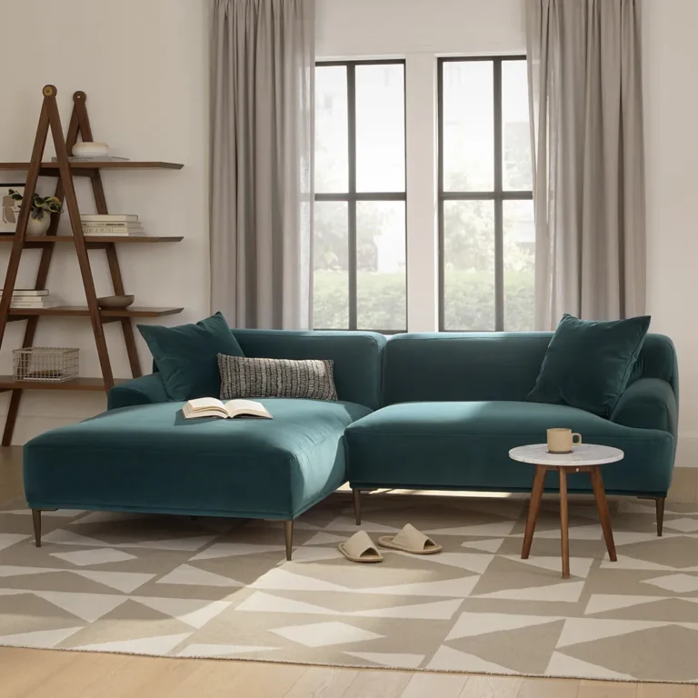 Abisko 94.5_ Velvet Left Sectional - Plush Pacific Blue