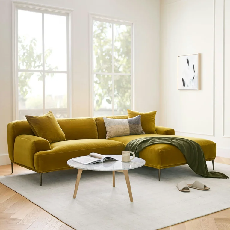 Abisko 94.5_ Velvet Right Sectional - Plush Yarrow Gold