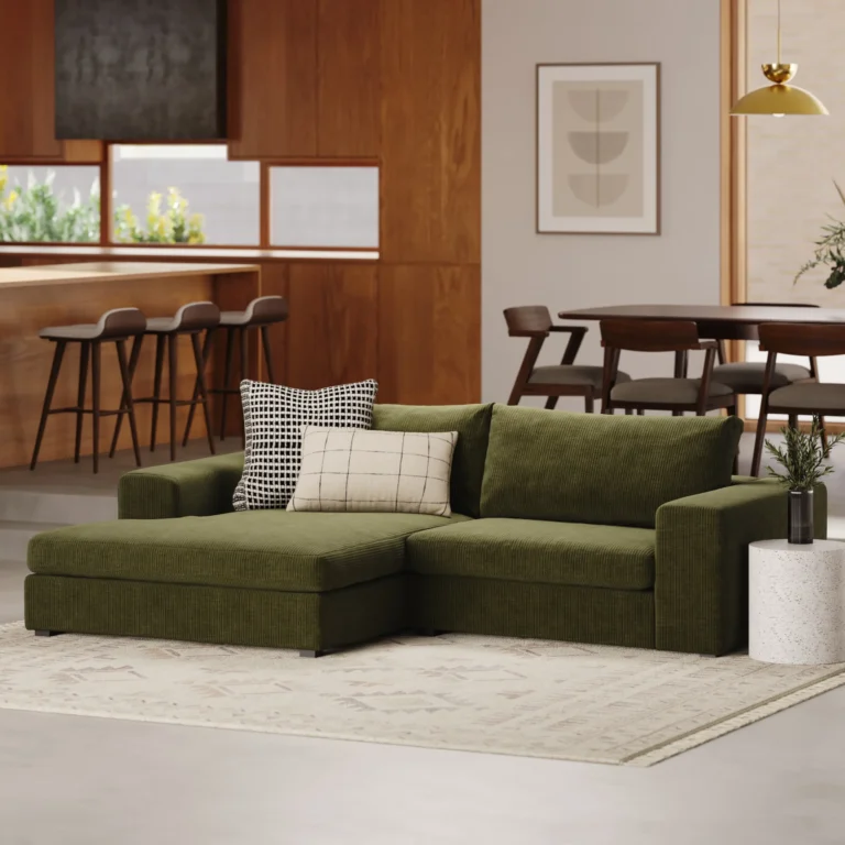 Beta 98_ Modular Left Chaise Sectional - Cypress Green