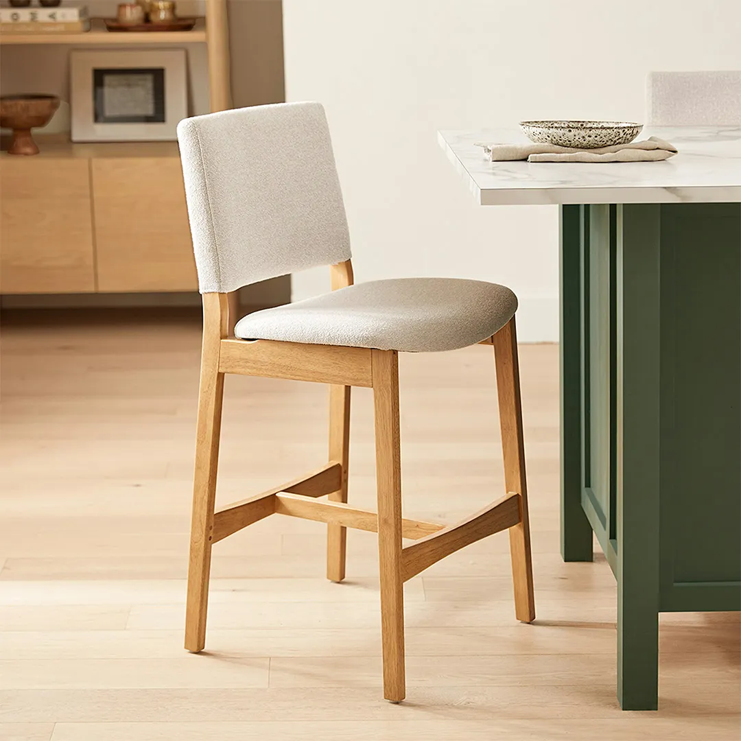 Nosh Counter Stool - Oak and Ratine Ivory - Image 2