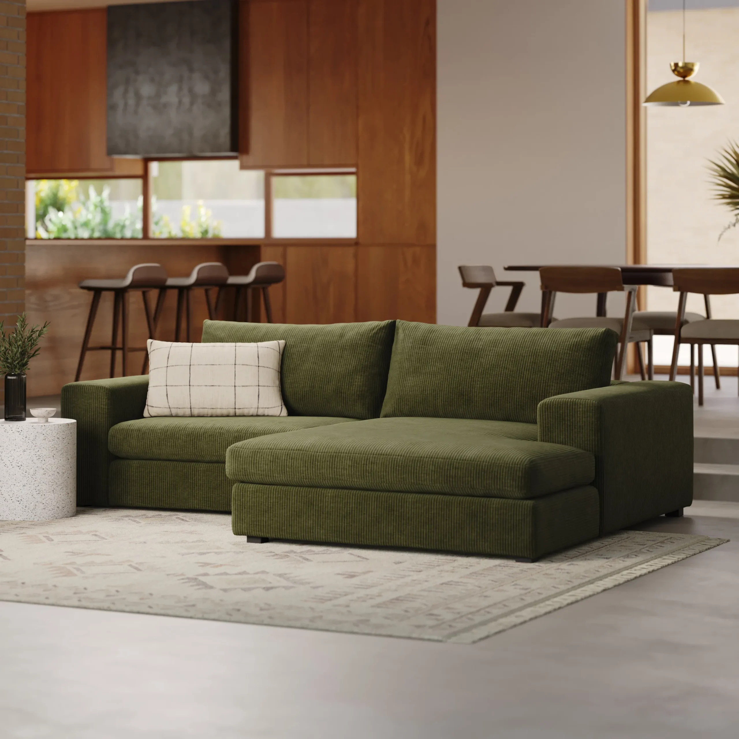 Beta 98_ Modular Right Chaise Sectional - Cypress Green