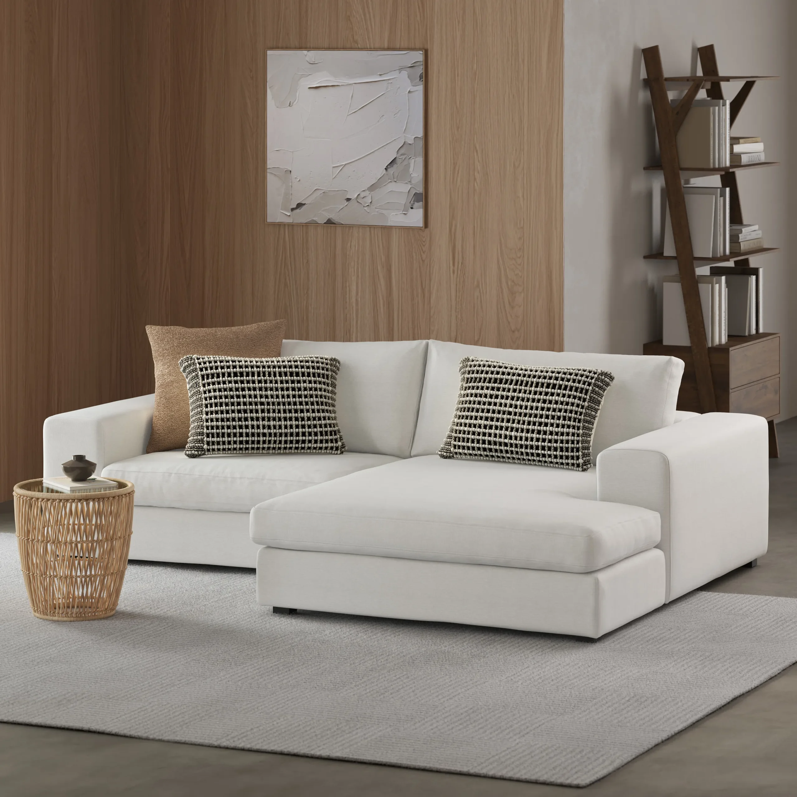 Beta 98_ Modular Right Chaise Sectional - Quartz White